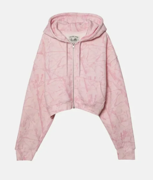 Dairy Boy Cropped Zip Bubblegum Hoodie
