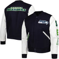 Seattle Seahawks Logo Navy and White Varsity Jacket