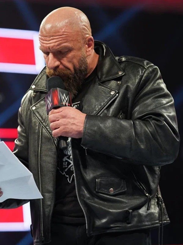 Triple H WWE Raw 2022 Black Leather Jacket