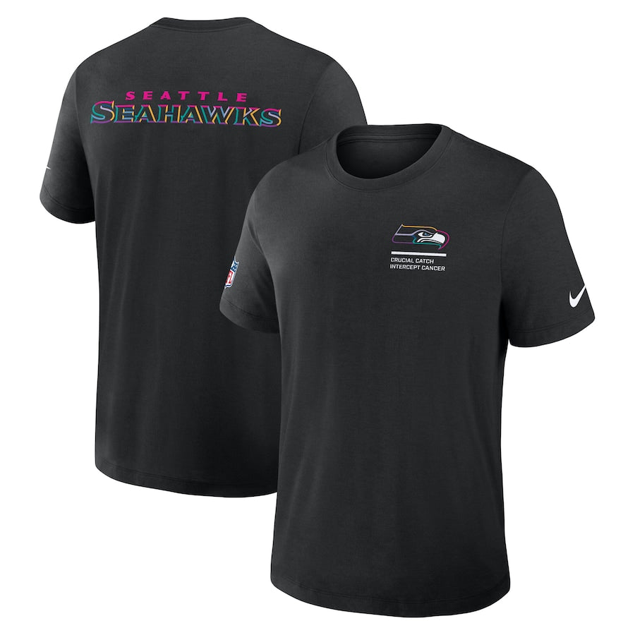 Seattle Seahawks Nike Black 2025 NFL Crucial Catch Tri-Blend Dri-FIT T-Shirt